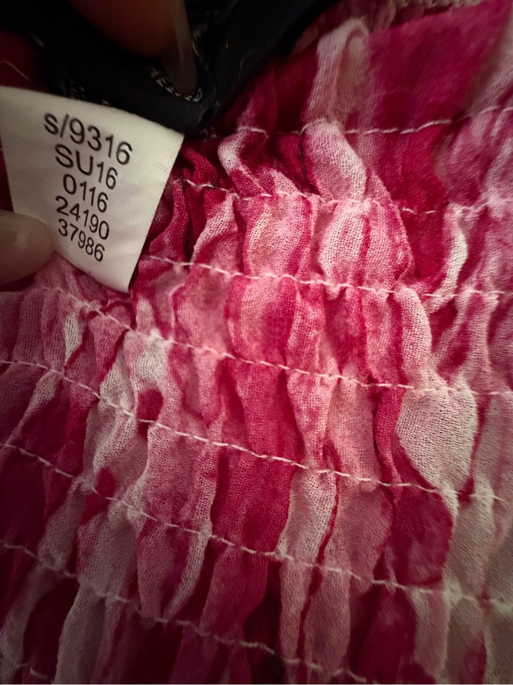 Alfani Women’s Pink Magenta Abstract Off Shoulder Smocked Top Size L(A611) - Picture 9 of 11